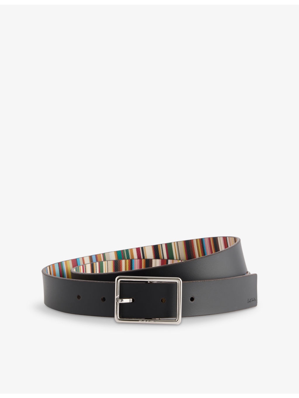 Striped Reversible Leather Belt - 1