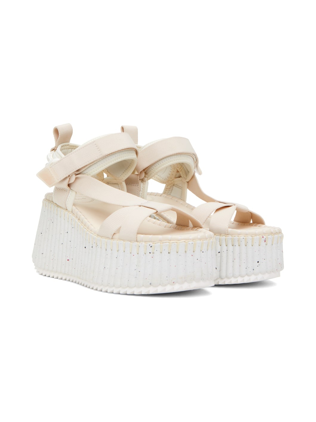 Beige Nama Wedge Sandals - 4