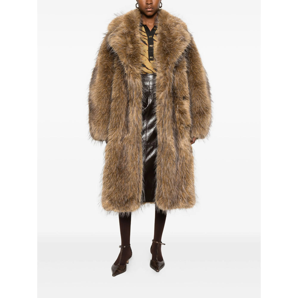 Ganni Neutrals Coats - Faux Fur Coats Women - 2