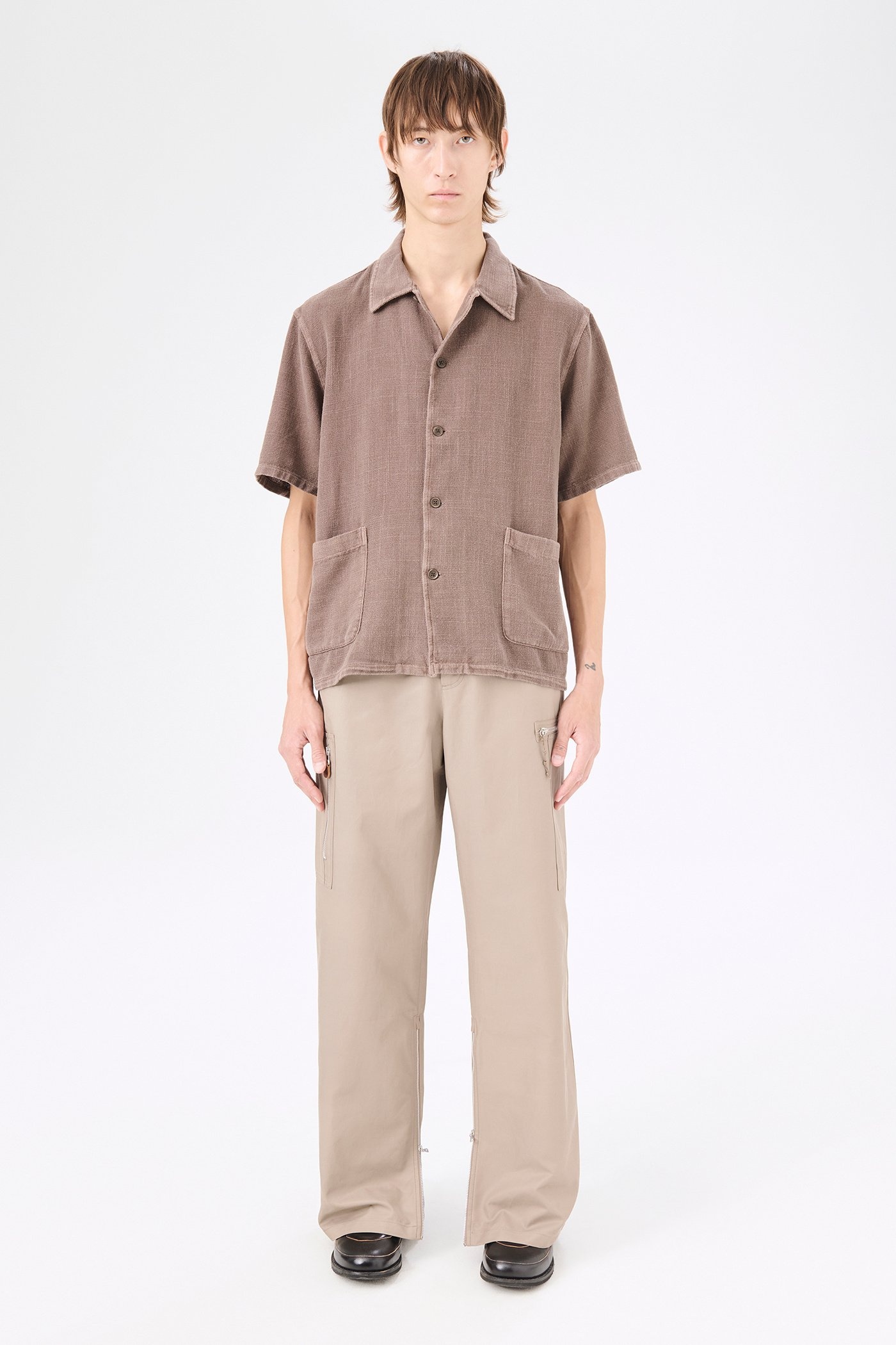 Elder Shirt Shortsleeve Brown Sparse Panama - 2