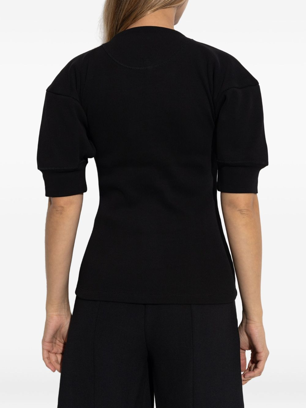 puff-sleeve ribbed top - 4
