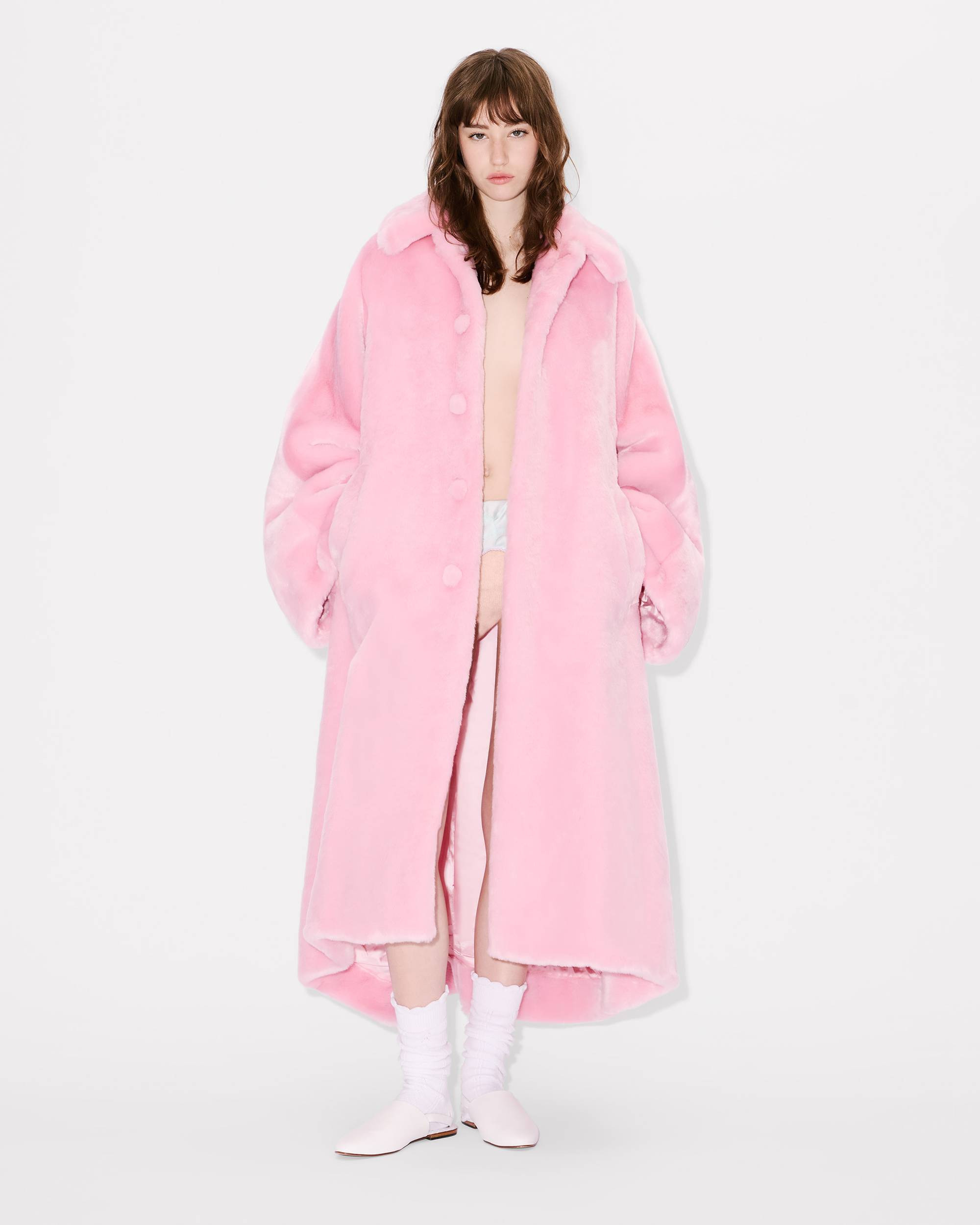Oversized coat in fake fur - 3
