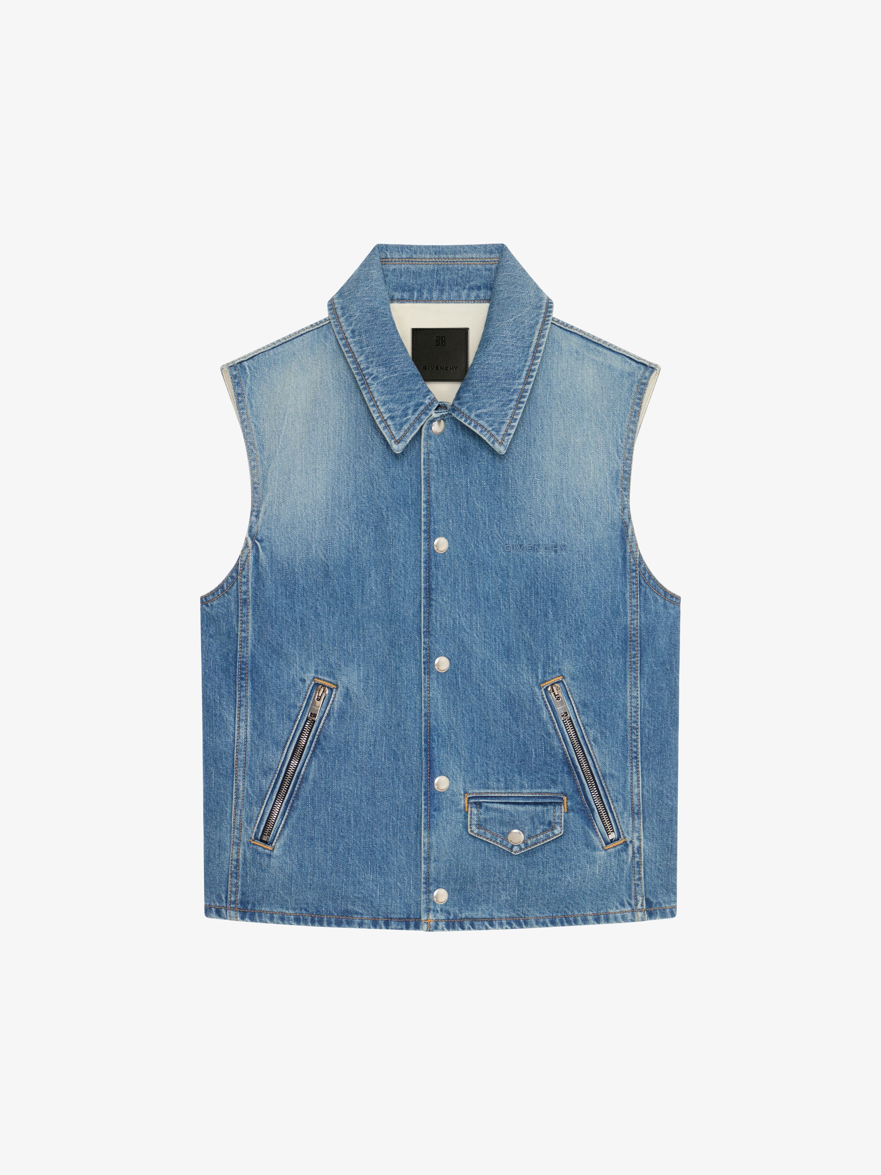 SLEEVELESS JACKET IN DENIM - 1