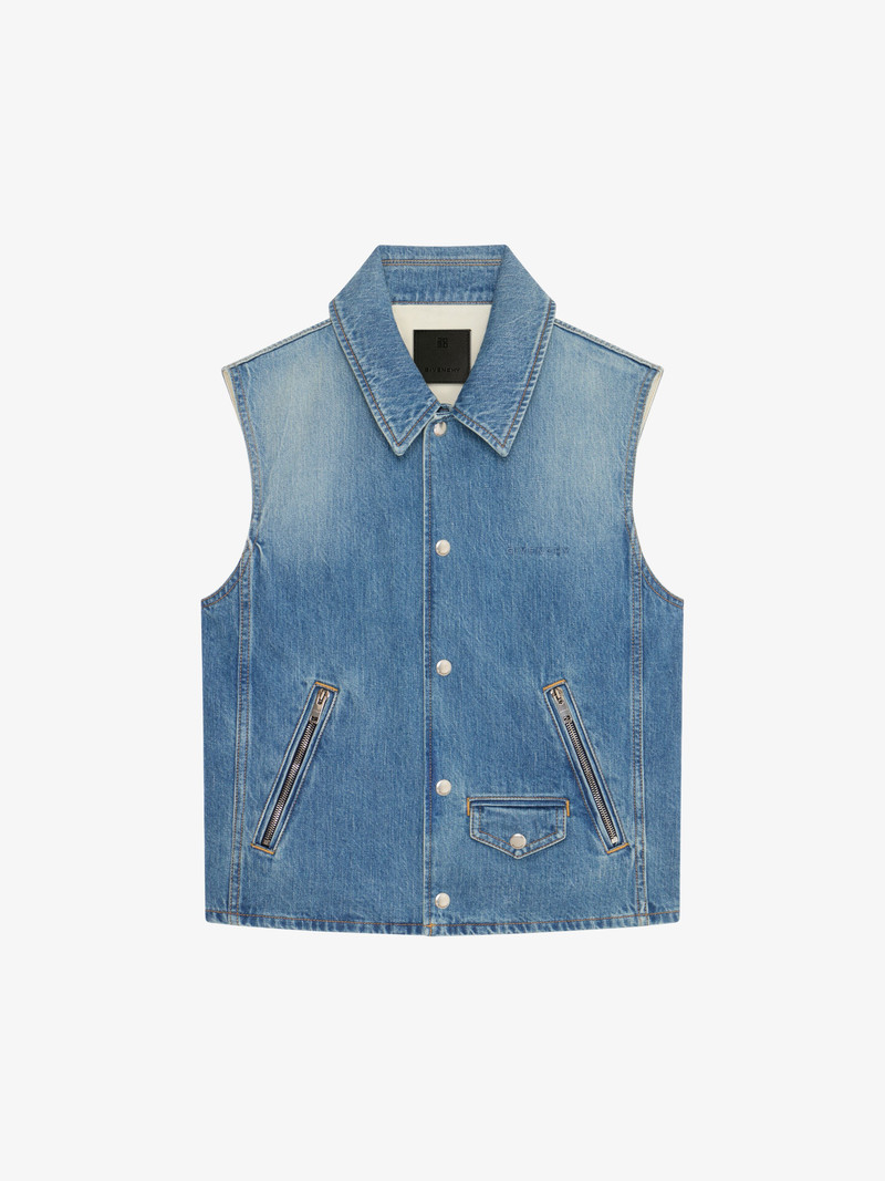 SLEEVELESS JACKET IN DENIM - 1