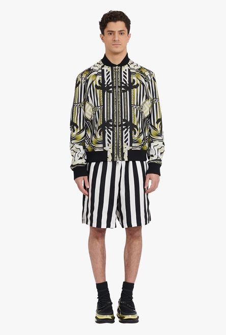 Nylon bomber jacket with multicolor print - 4
