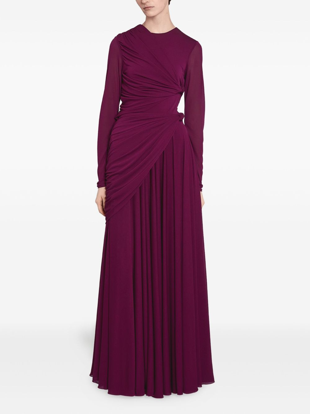 draped long-sleeve maxi dress - 2