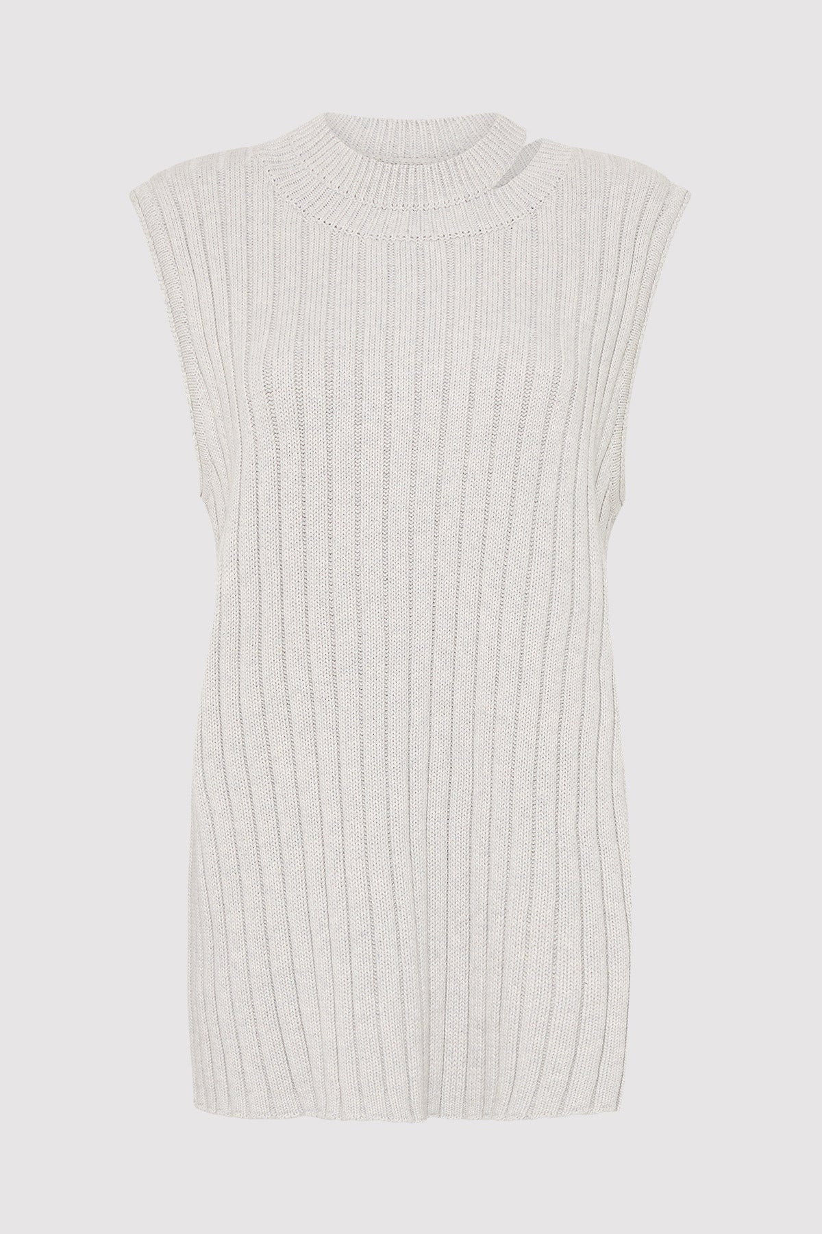 Deconstructed Rib Knit Tunic - Soft Grey - 4