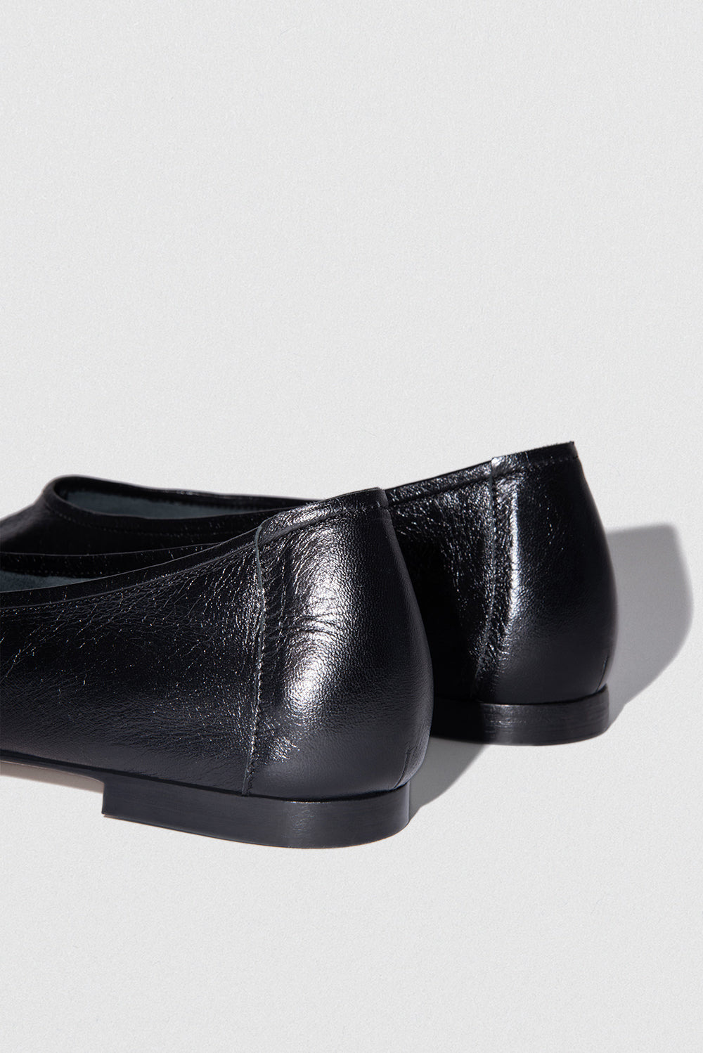 Prudence Black Creased Leather Ballet Flat - 5