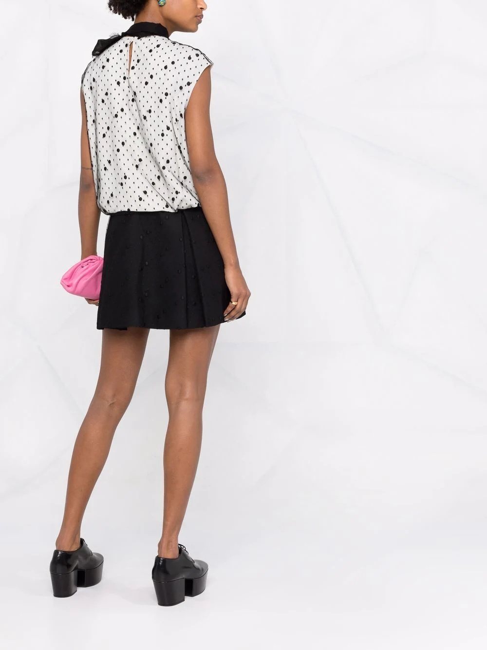 pussy-bow polka dot dress - 4