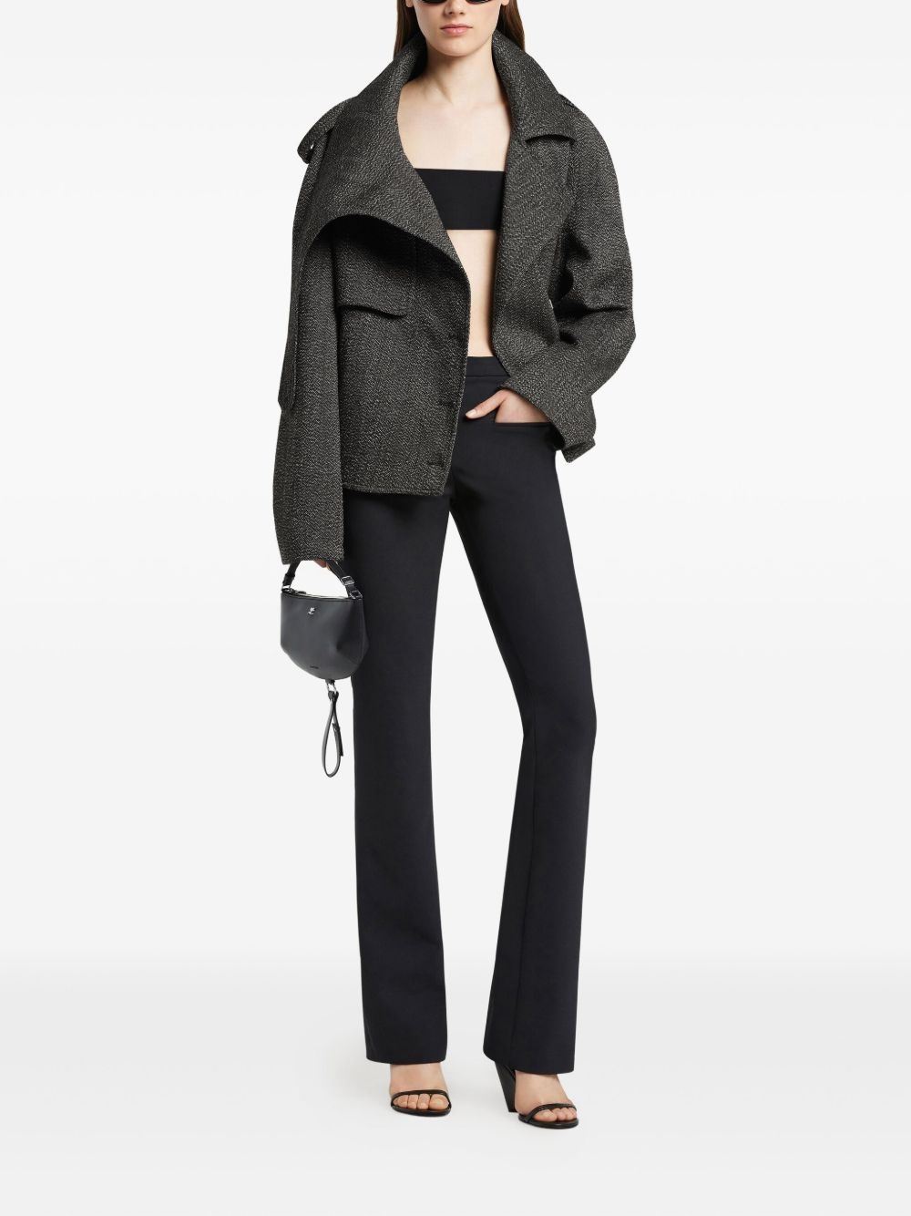 oversized-collar cropped jacket - 2