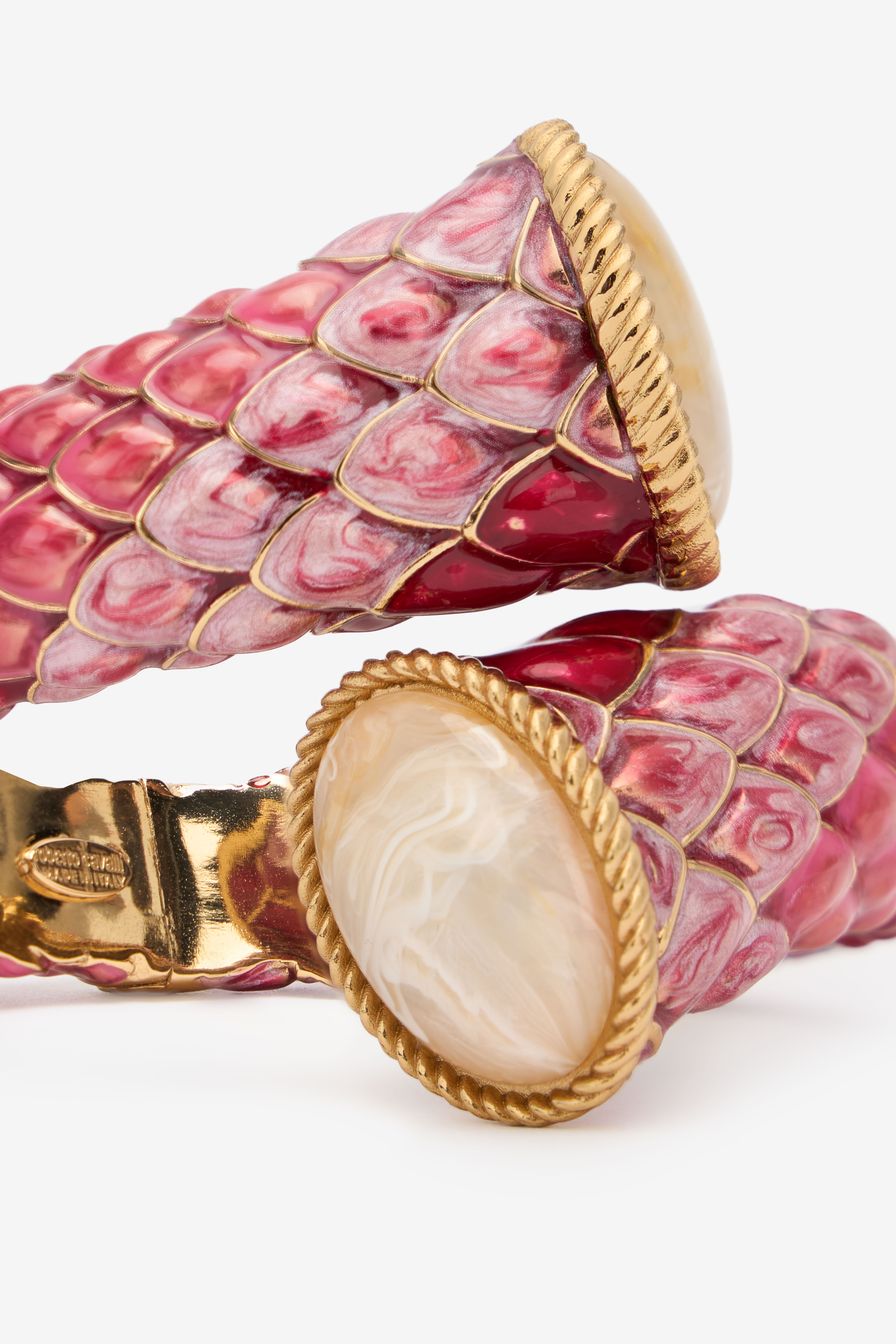 Pink Enameled Scales Wrap Bracelet - 5
