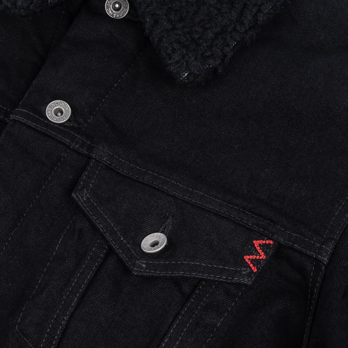 IHJ-116-BLK 14oz Selvedge Denim Fleece Lined Modified Type III Jacket - Black - 8