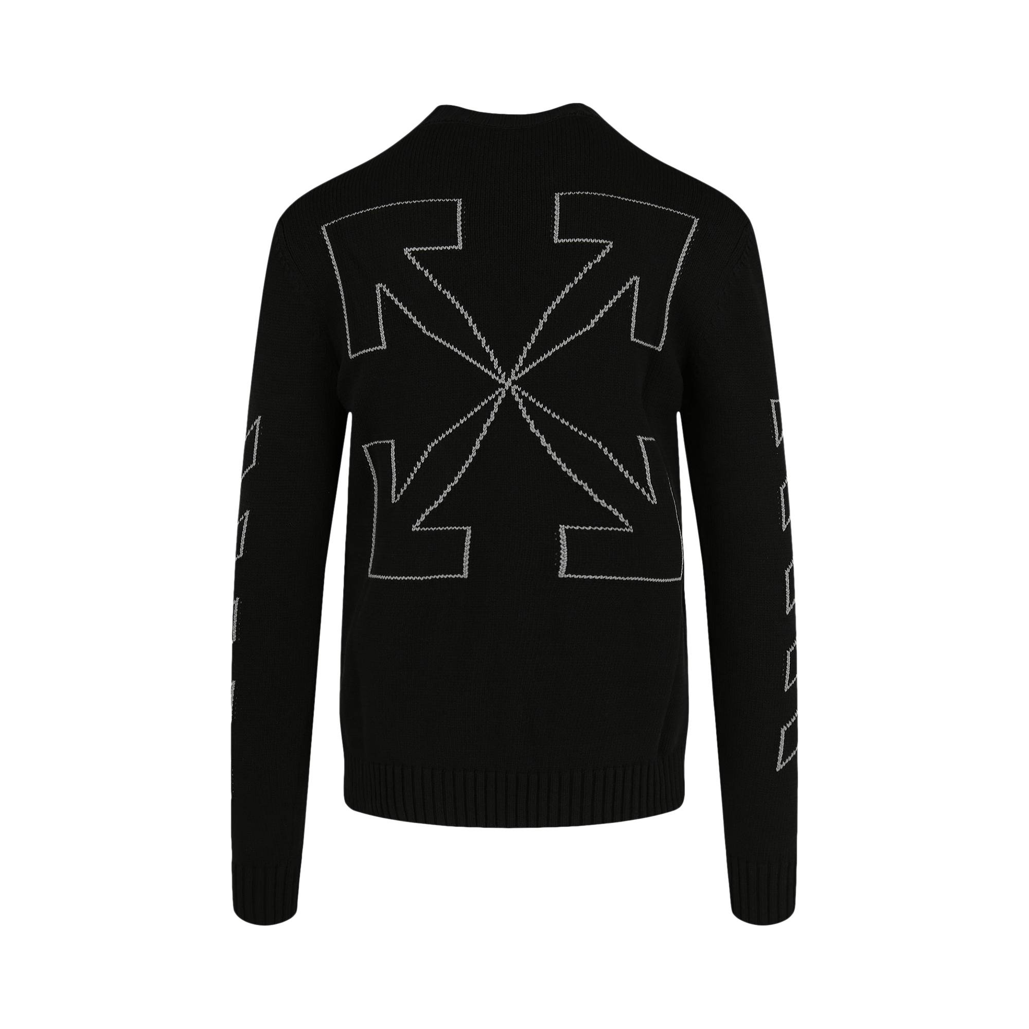 Off-White Diag Outline Knit Crewneck 'Black/White' - 2