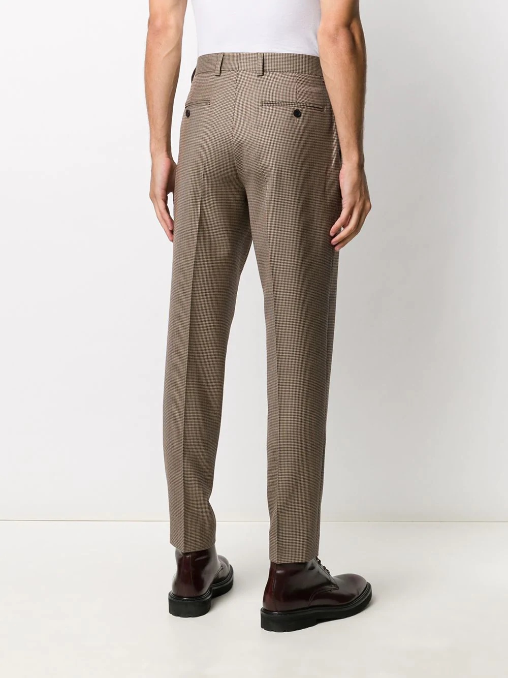 straight leg check pattern trousers - 4