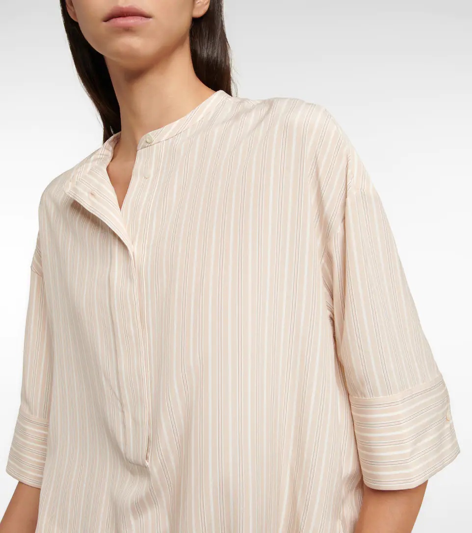 Lindsie striped silk crêpe shirt - 4