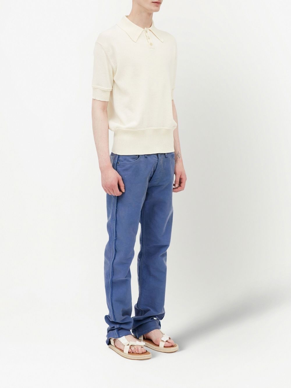 knitted half-sleeved polo shirt - 4