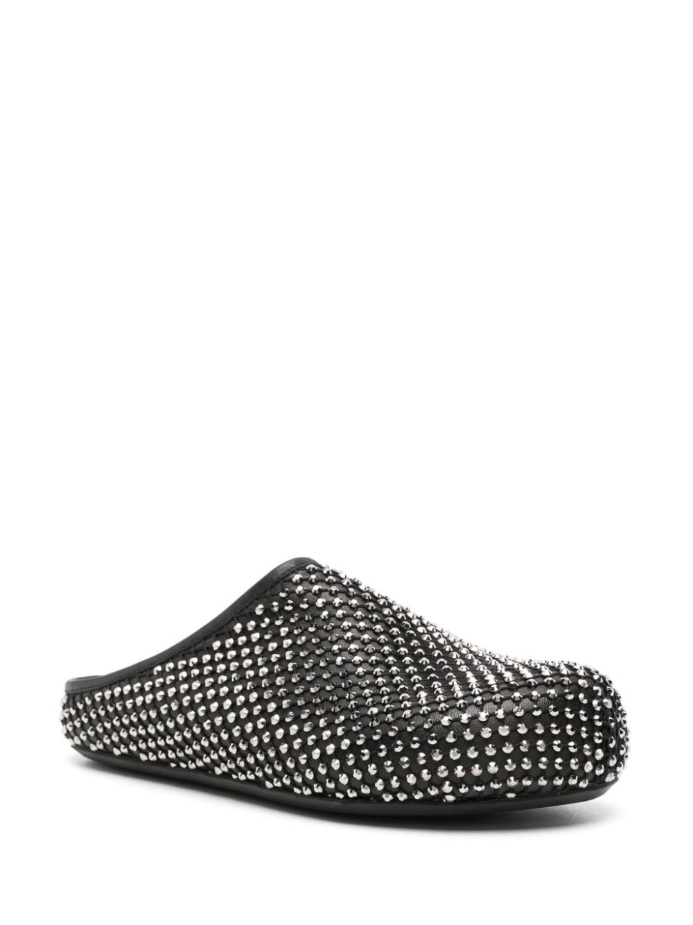rhinestone-embellished leather mules - 2