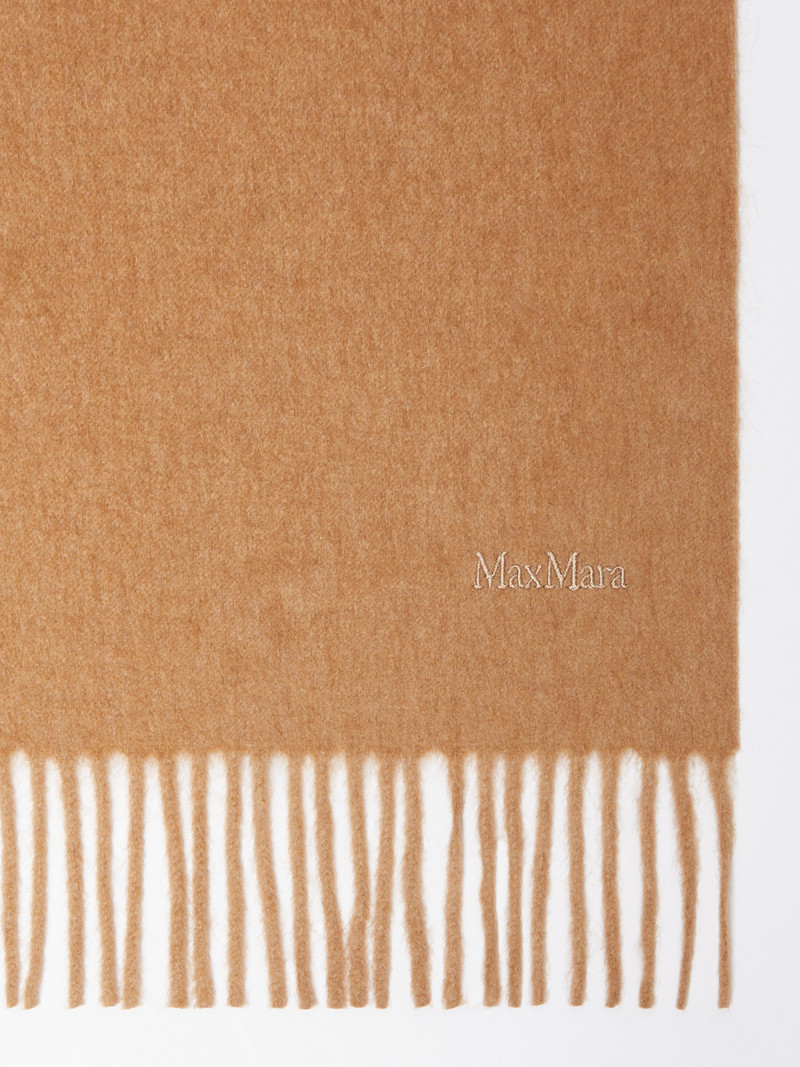 Max Mara TARTAN Camel logo stole outlook