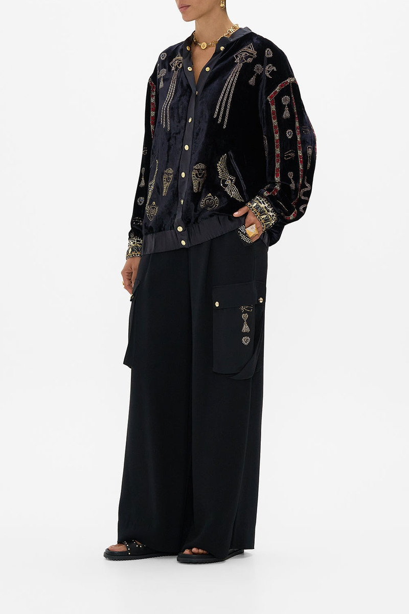 VELVET LONGLINE VARSITY JACKET 4