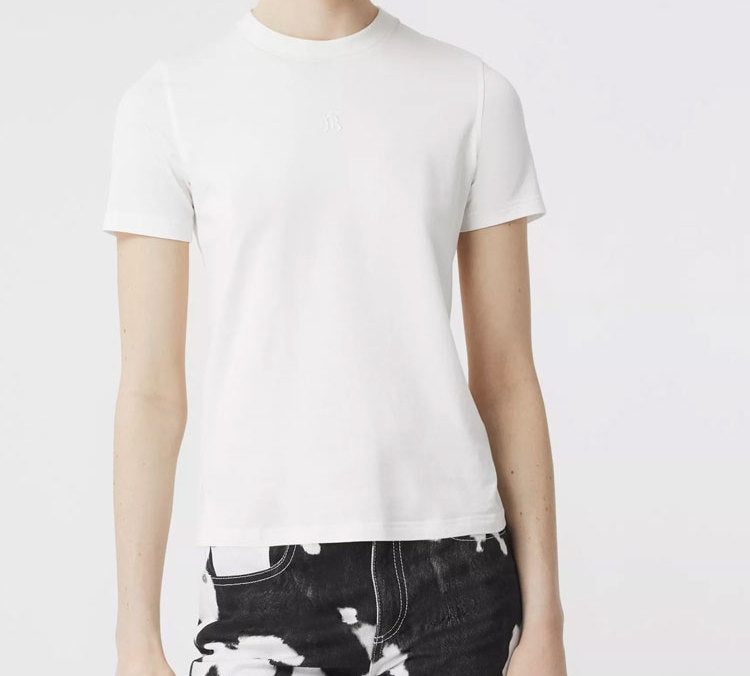 Burberry Monogram Motif Embroidered Logo Cotton Short Sleeve White 80151861 - 2