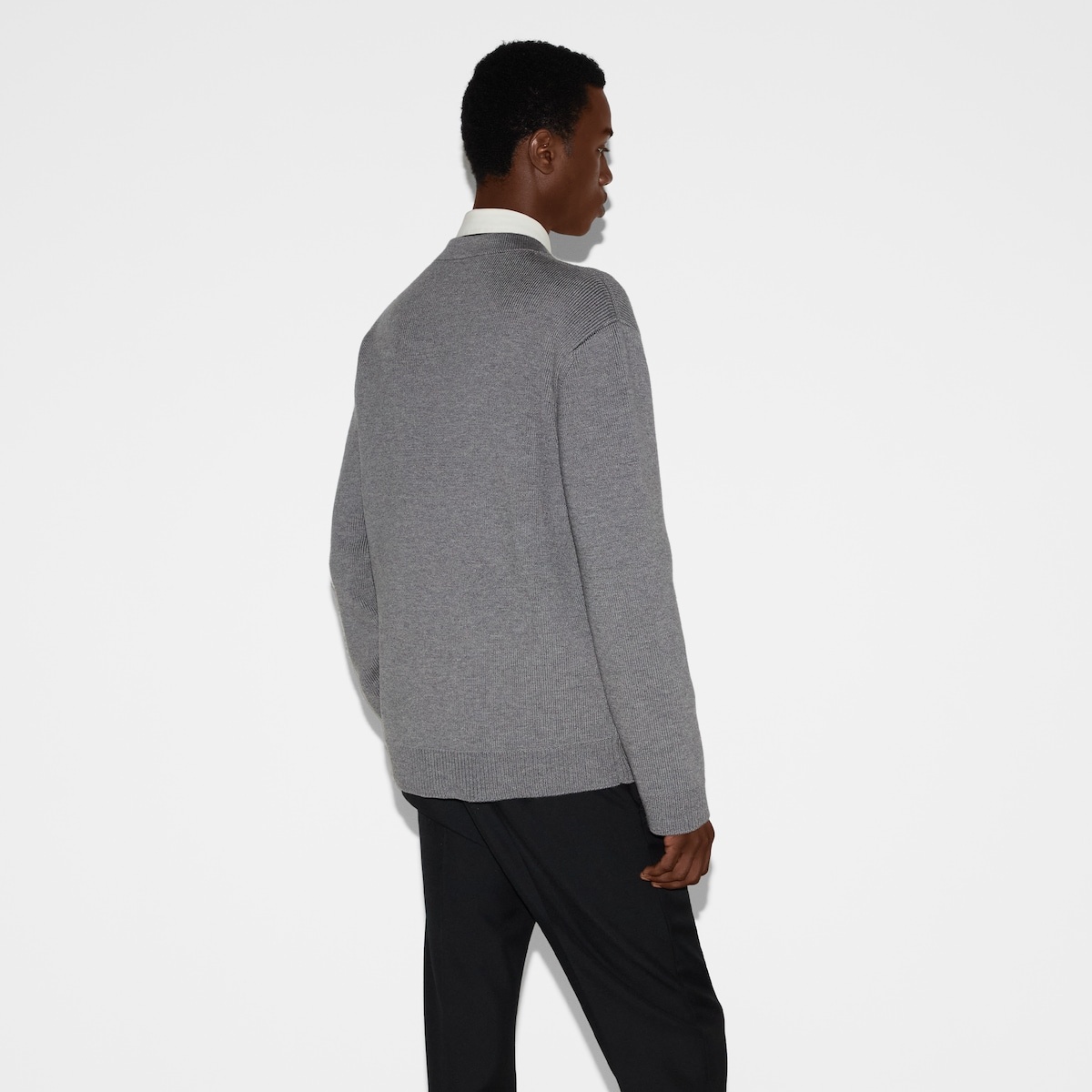 Stitch wool cardigan with Web - 4