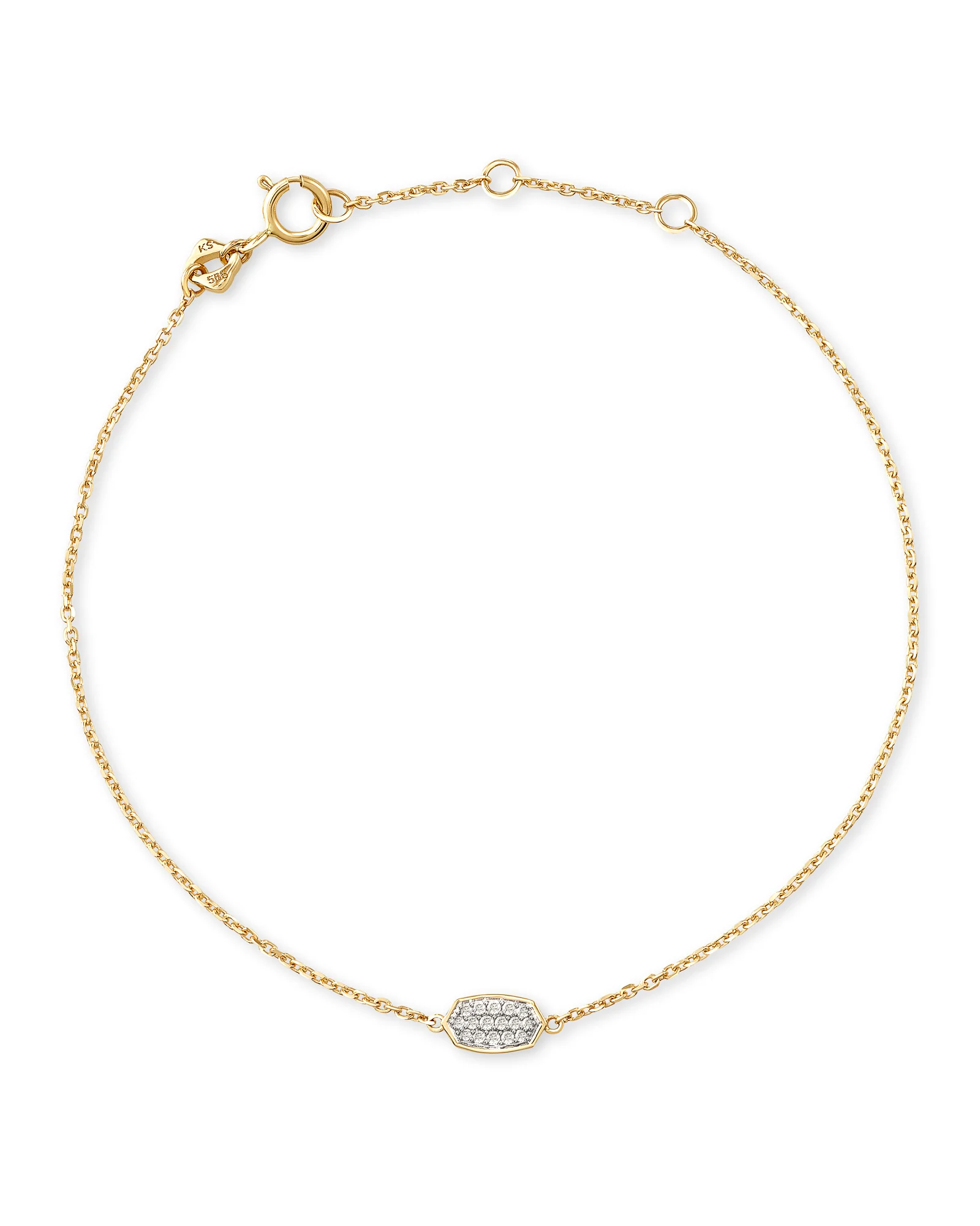 Millicent 14k Yellow Gold Delicate Chain Bracelet in White Diamond - 1