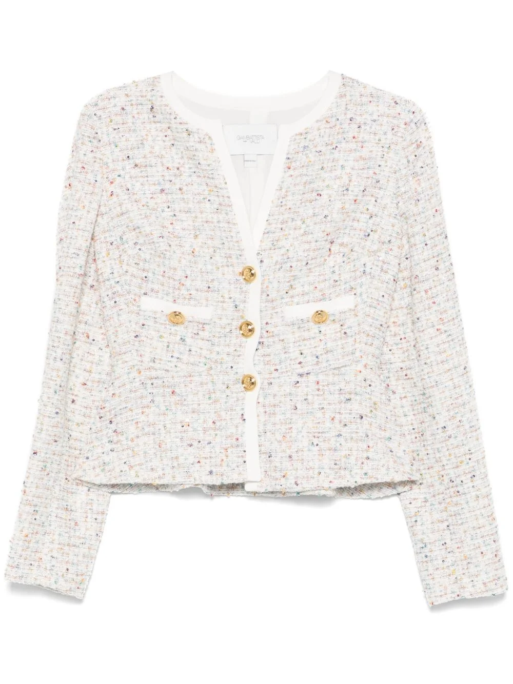 v-neck tweed jacket - 1
