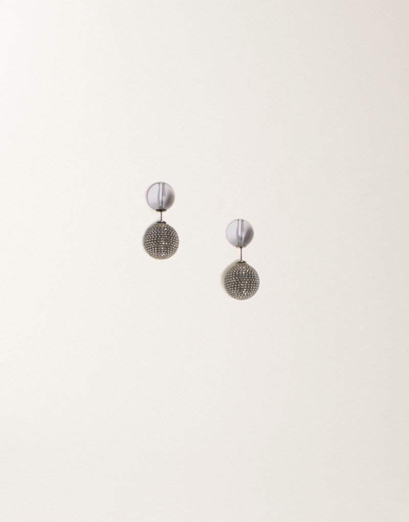 Double ball earrings in plexi and filo diamante 1