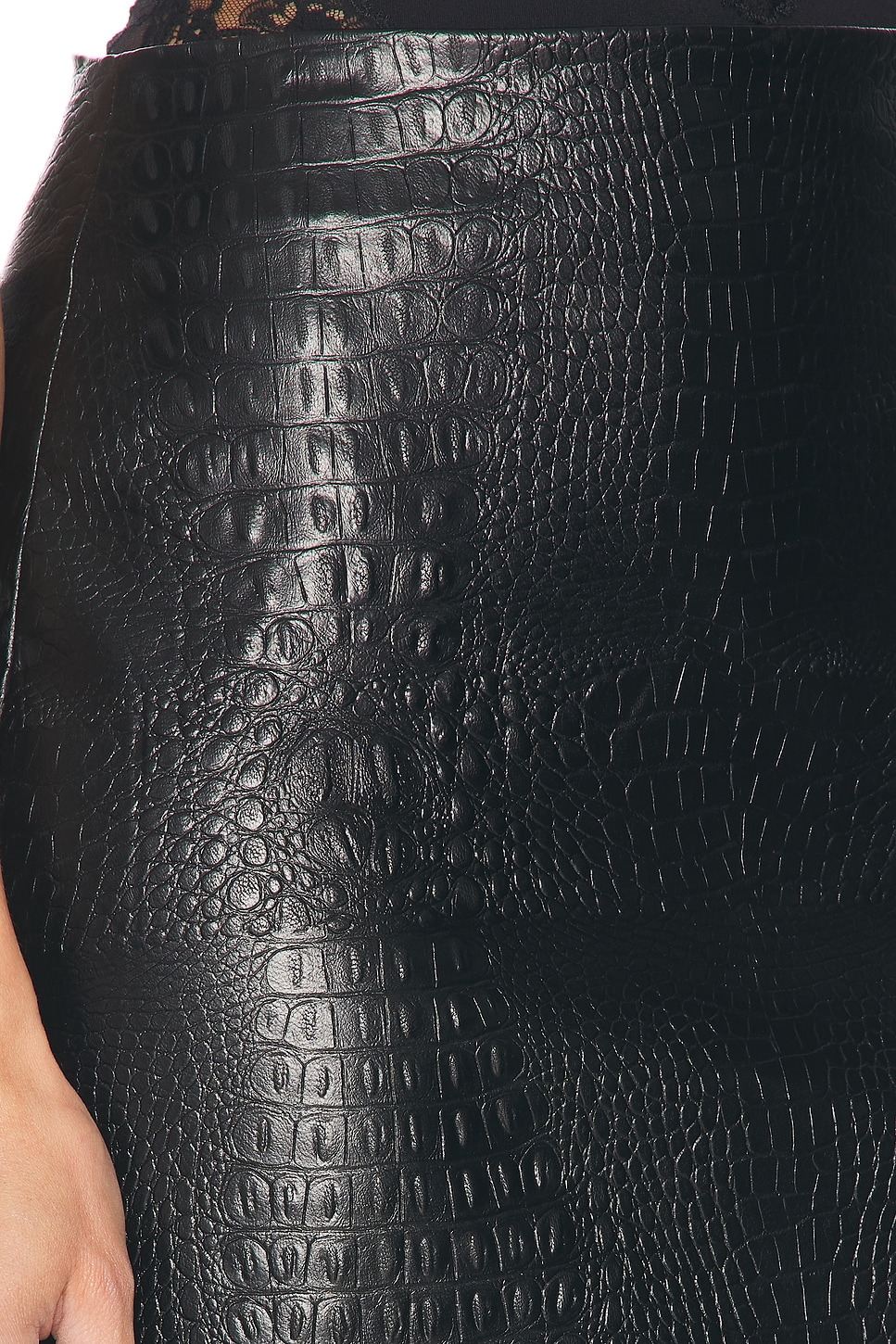 Croc Faux Leather Slit Midi Skirt - 6