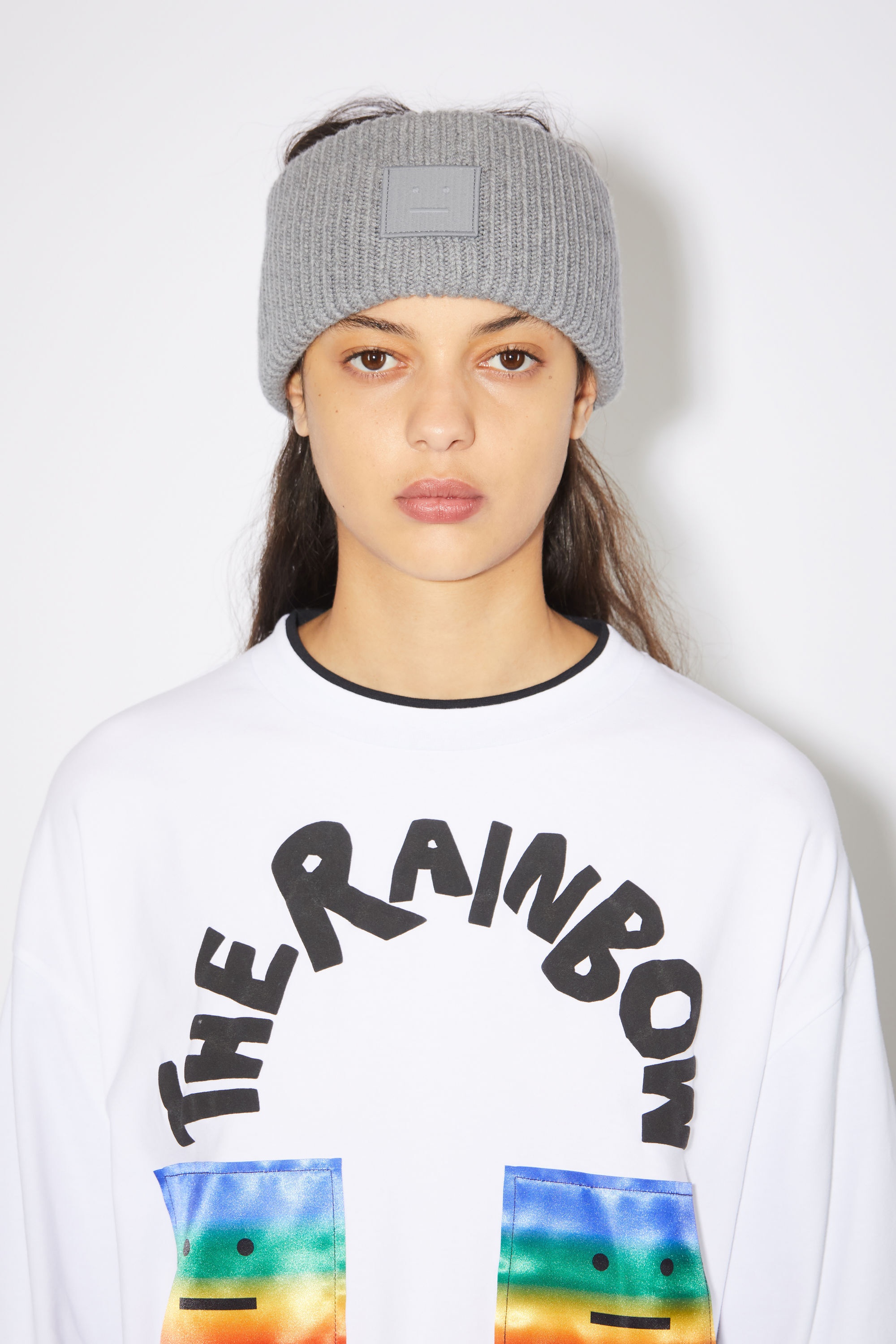 Ribbed knit headband - Grey Melange - 2