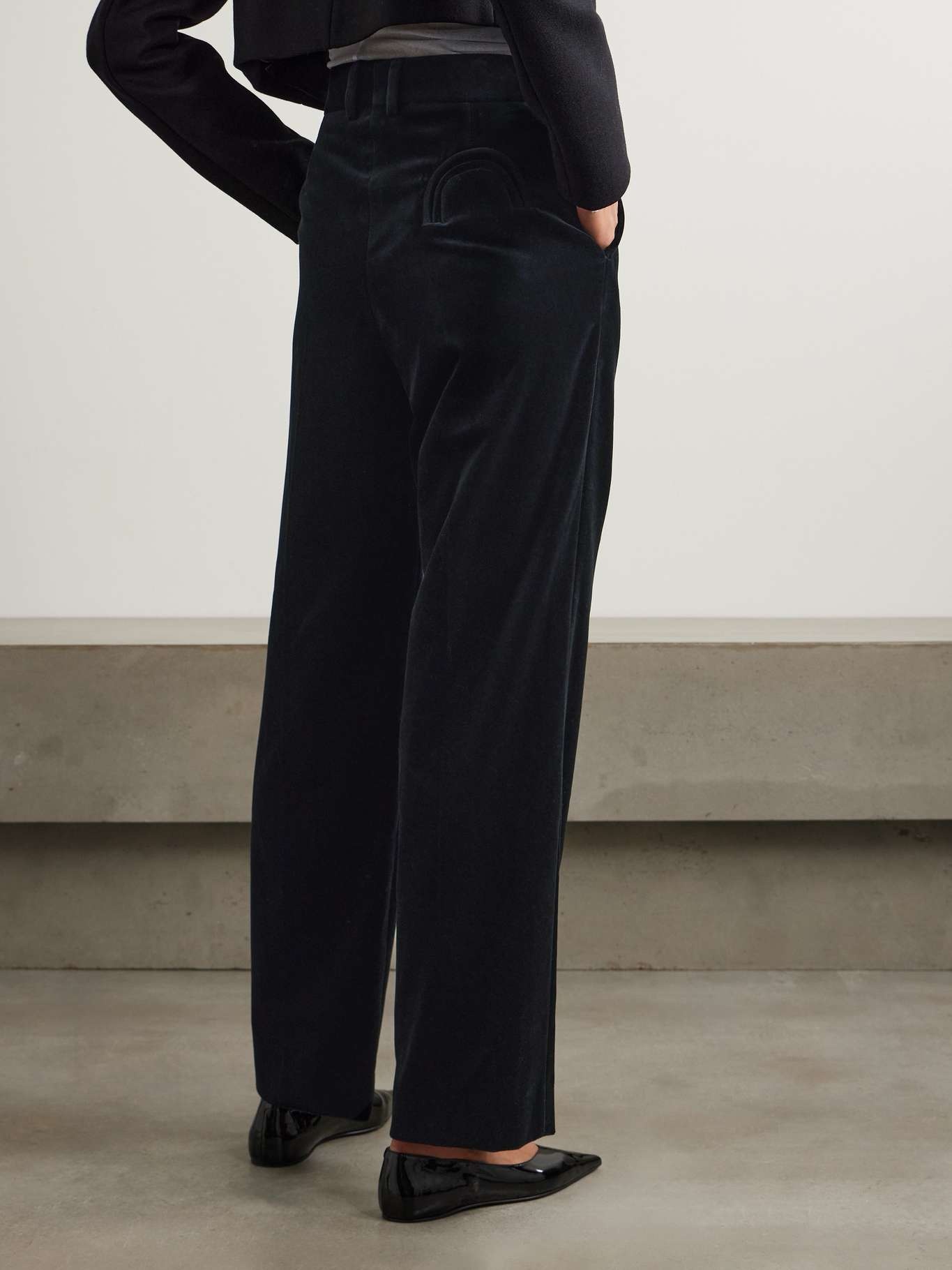 Fox pleated cotton-velvet straight-leg pants - 3