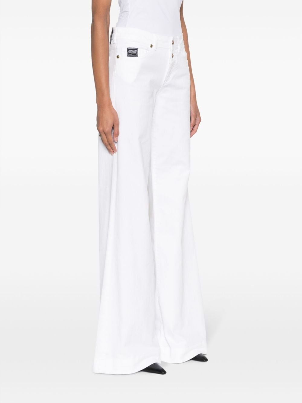 logo-patch wide-leg jeans - 3