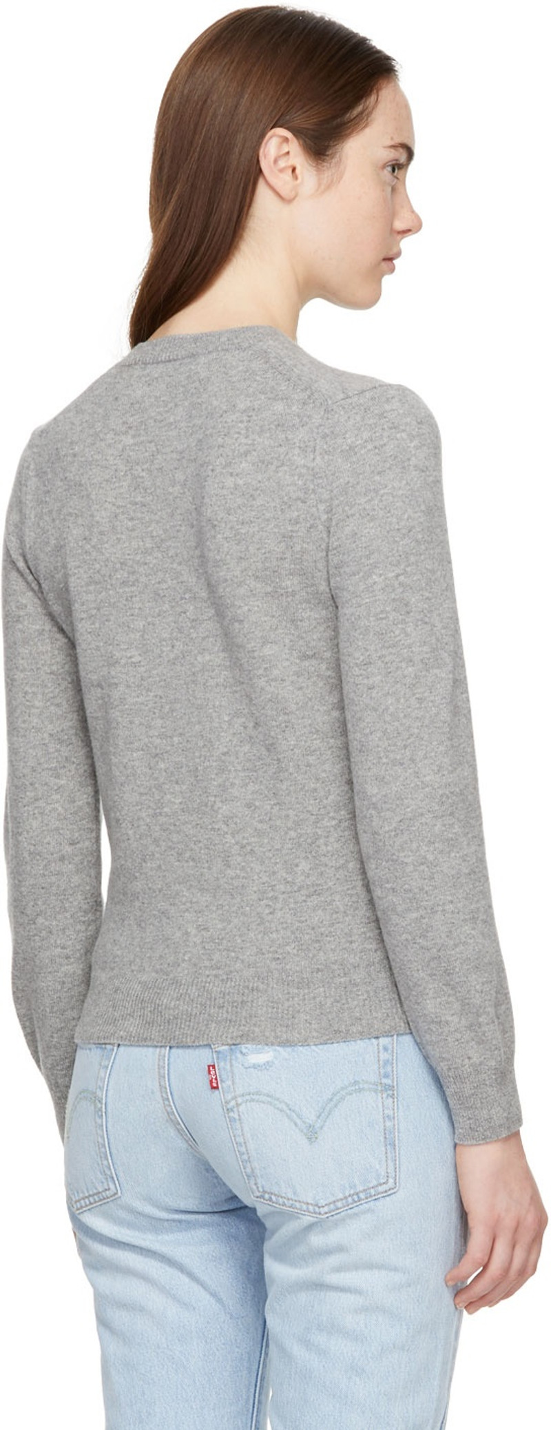 Grey Heart Patch V-Neck Sweater 3