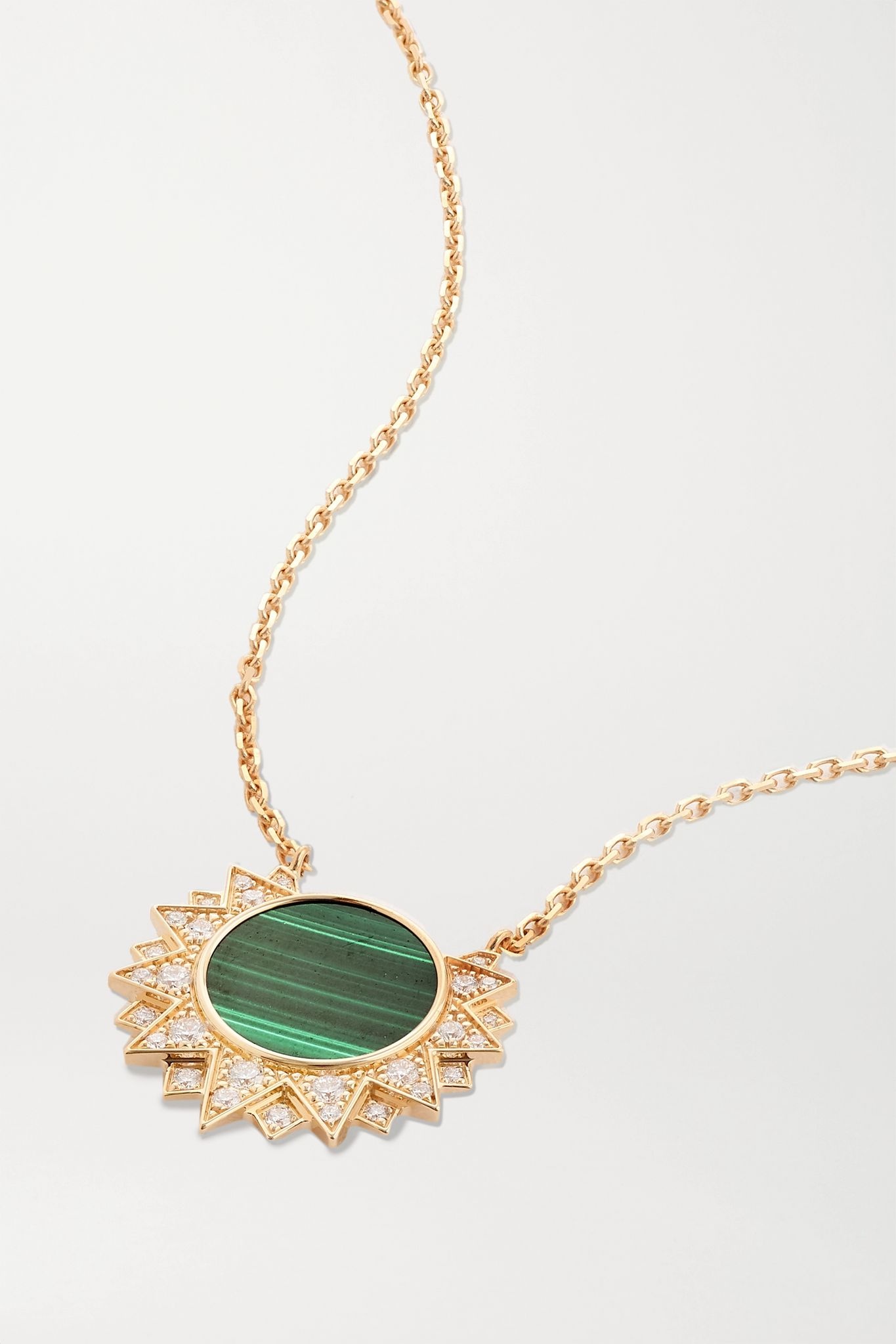 Sunlight 18-karat rose gold, malachite and diamond necklace - 4