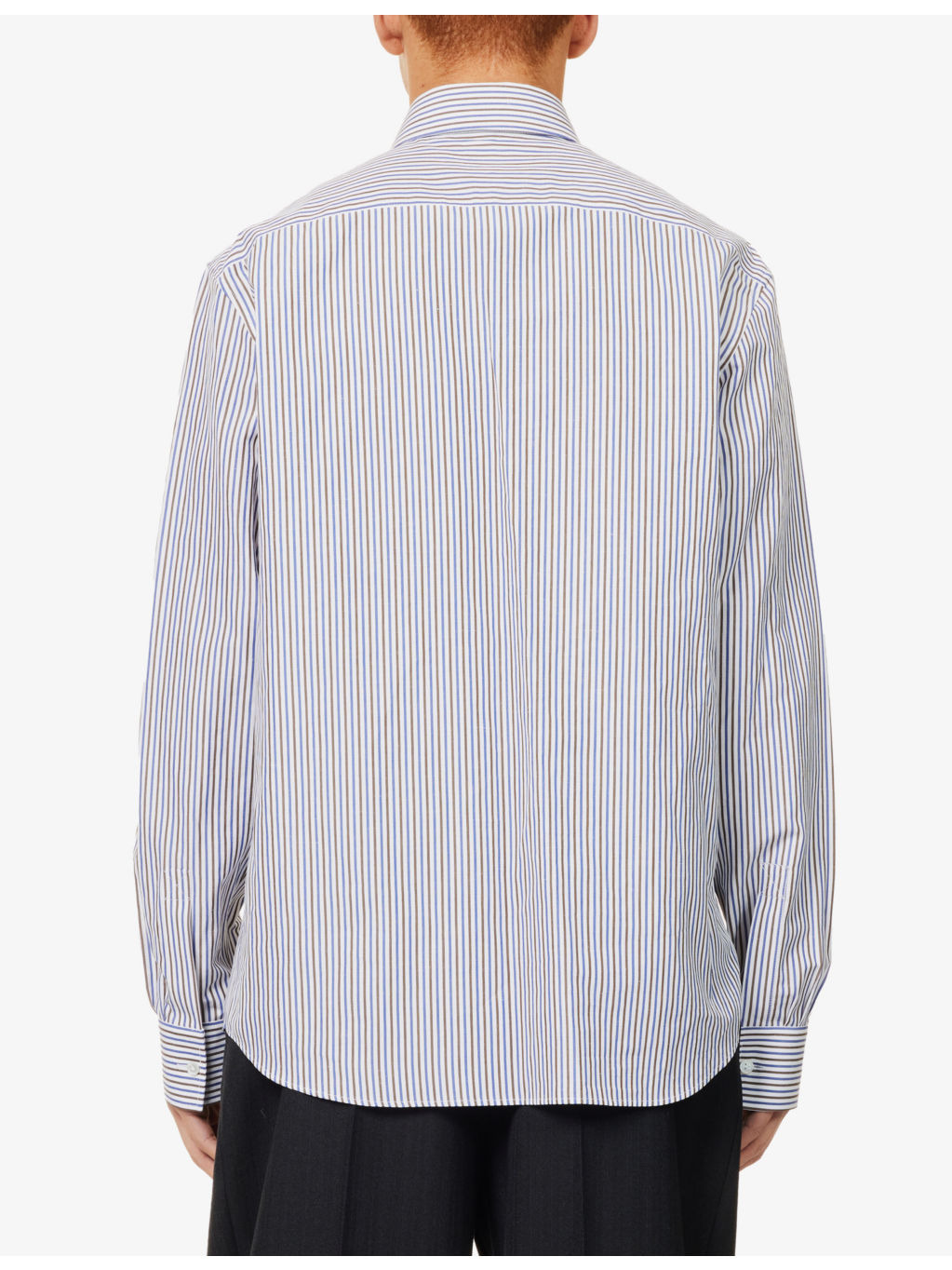 Striped-print long-sleeves regular-fit cotton and linen-blend shirt - 4
