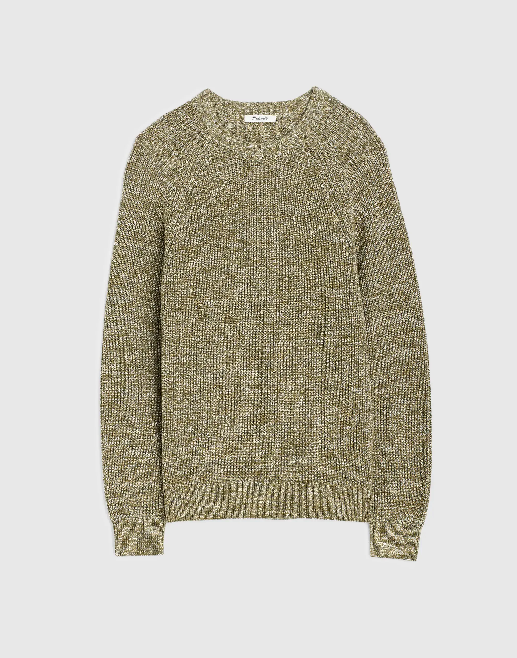 Cotton Shaker-Stitch Crewneck Sweater - 1