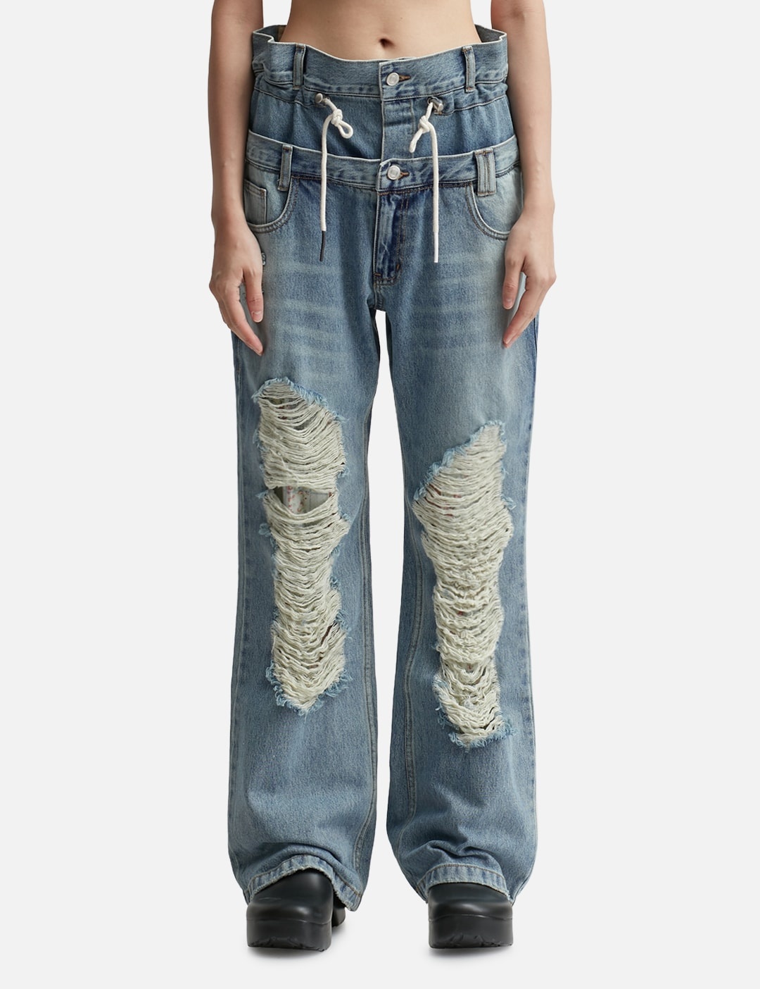 BERIA STRING DOUBLE WAIST JEANS - 1