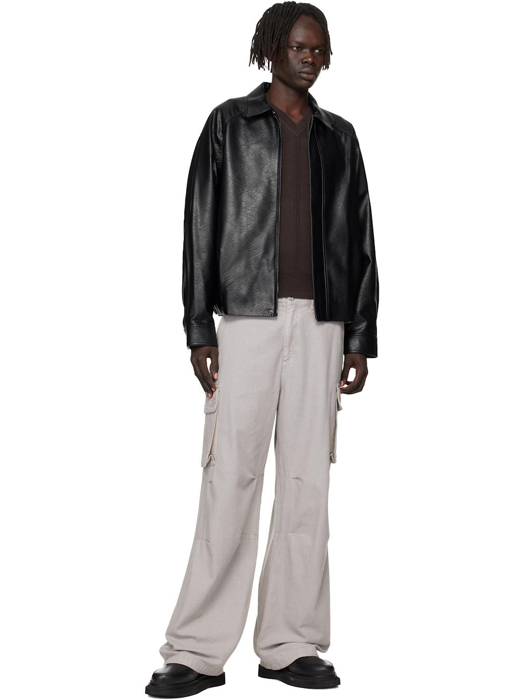 Black Leather AJ1430 Zip-Up Boots - 5