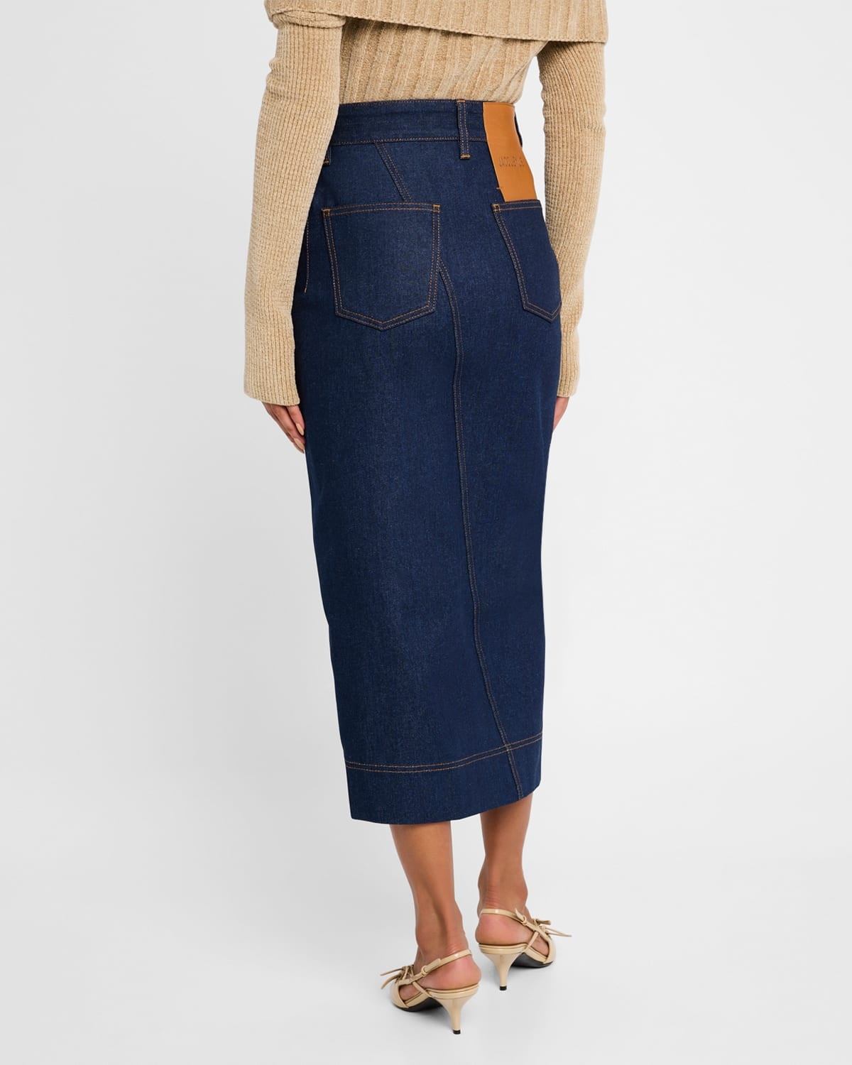 De-Nimes Crosswaist Midi Denim Skirt - 3