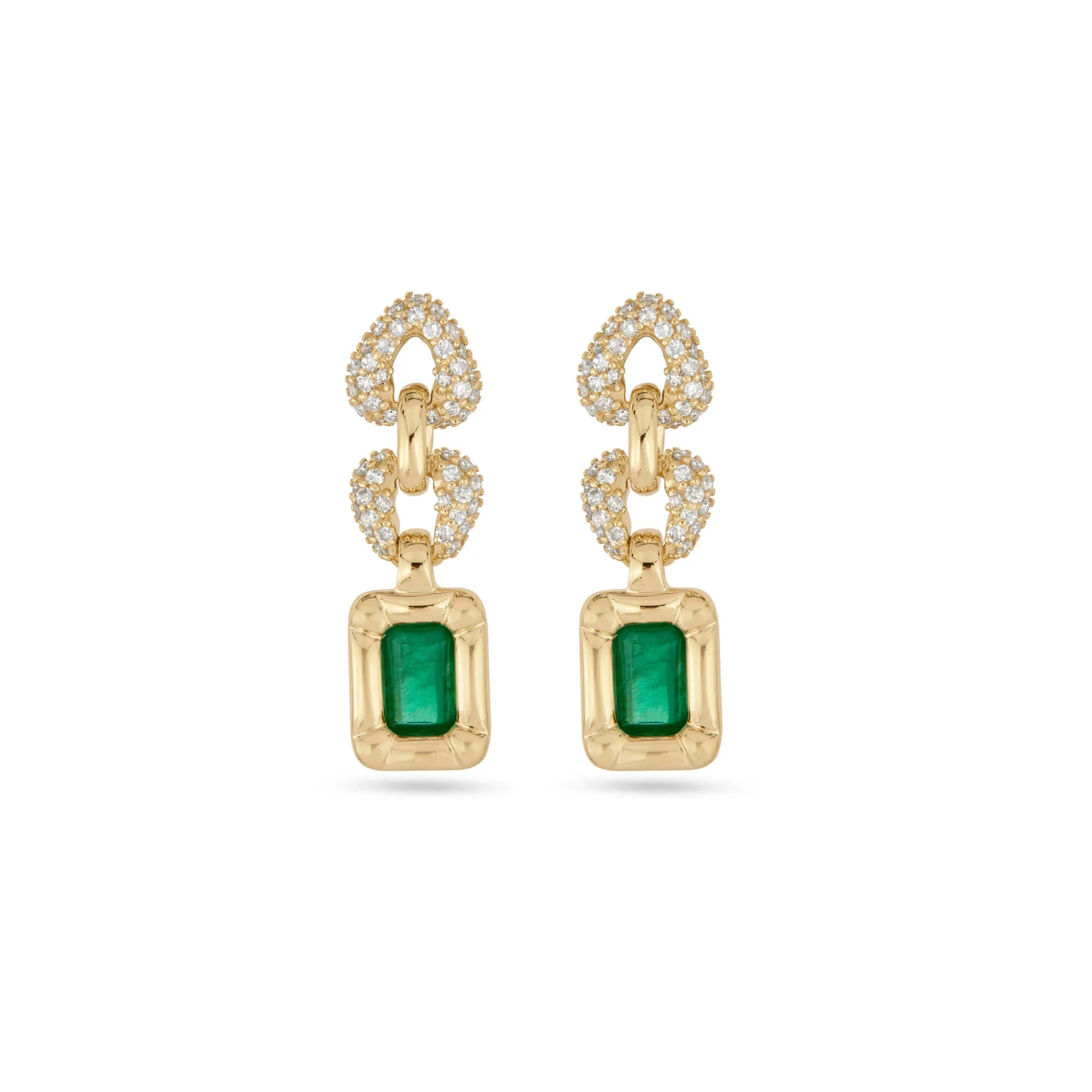 Emerald Drop Earrings with Pave - 1