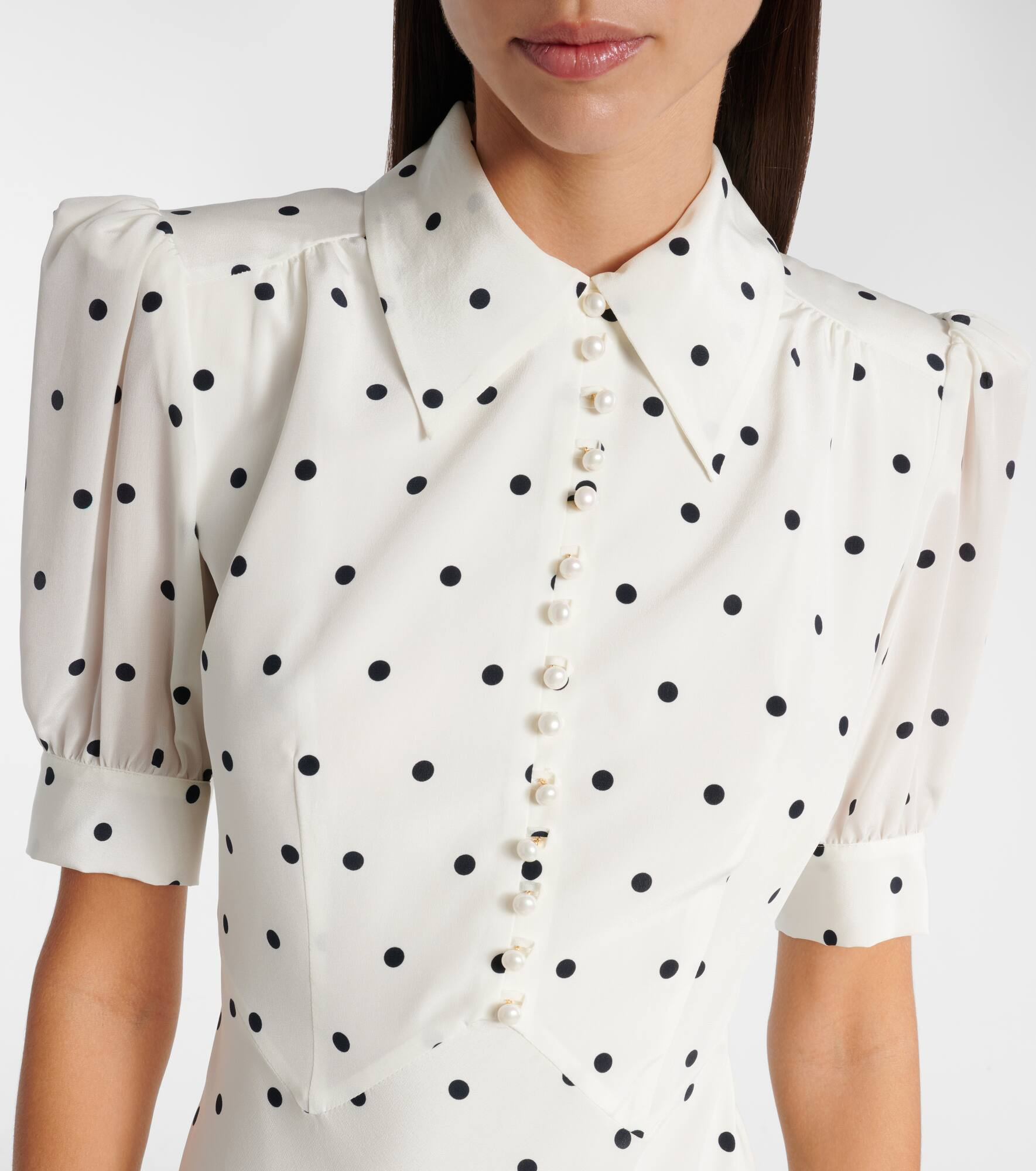 Polka-dot silk midi dress - 4
