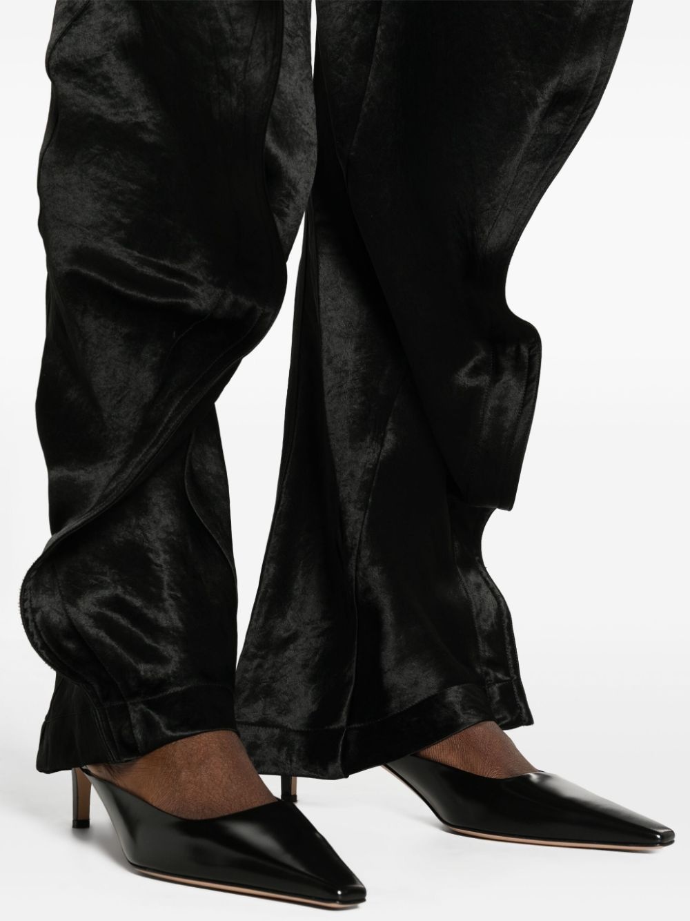 seam-detail satin trousers - 5