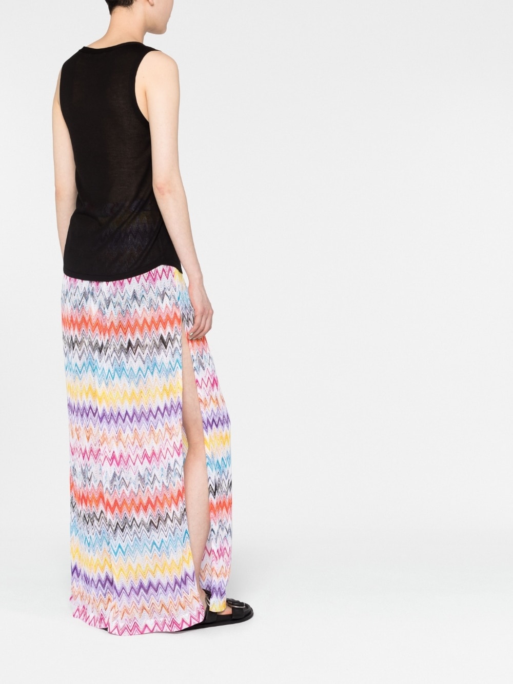 chevron-knit wide-leg trousers - 6