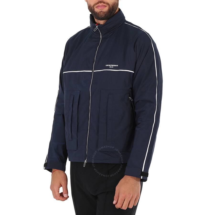 Emporio Armani Navy Nylon Full Zip Logo Blouson Jacket - 4