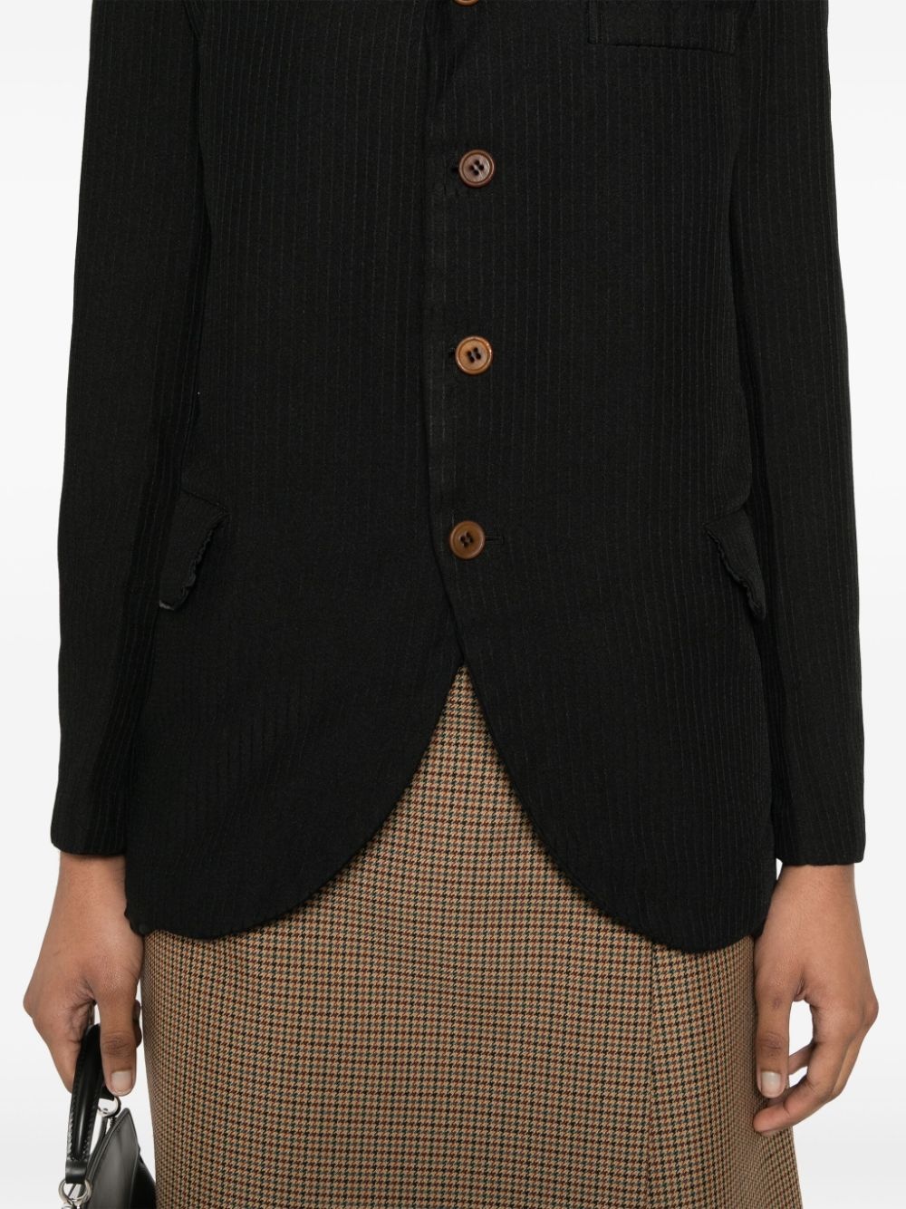 ribbed single-breasted blazer - 5