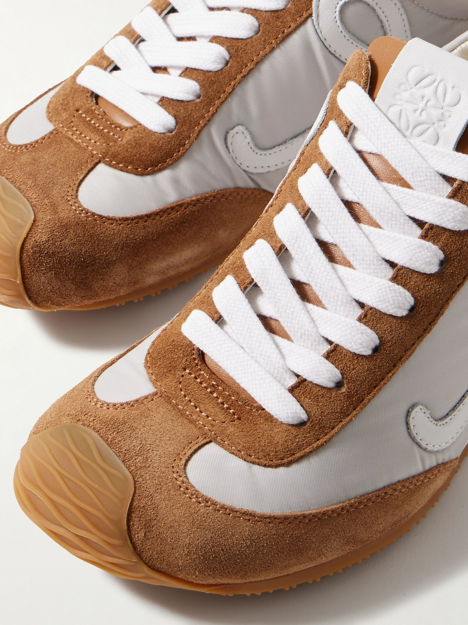 Ballet Runner 2.0 logo-appliquéd shell, suede and leather sneakers Brown - 4
