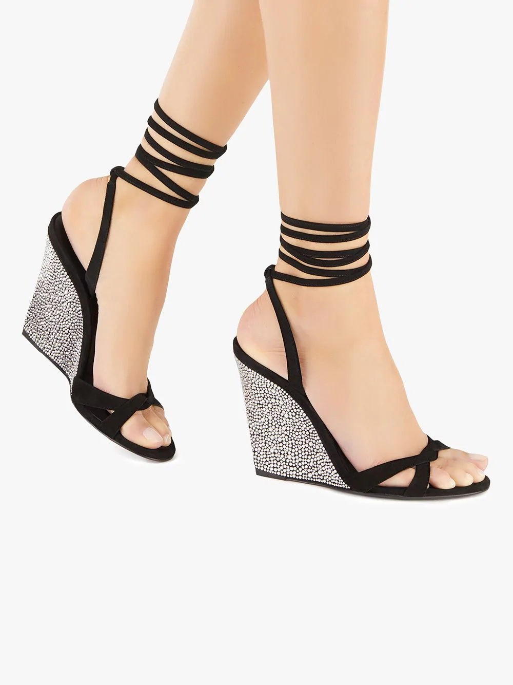 crystal embellished wedge sandals - 5