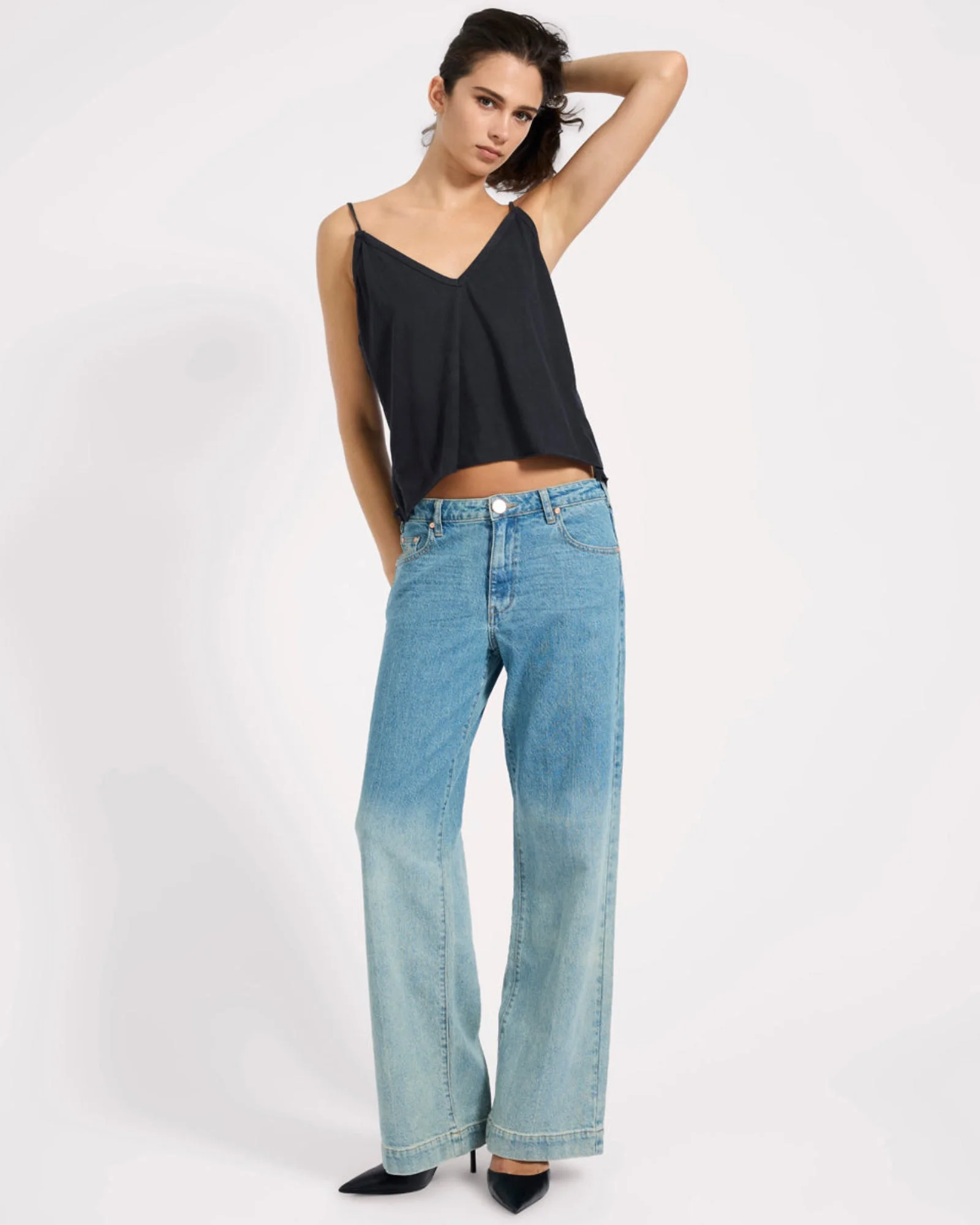 Low Riders Low Waist Wide Leg Denim Jeans - Texas Blue - 1