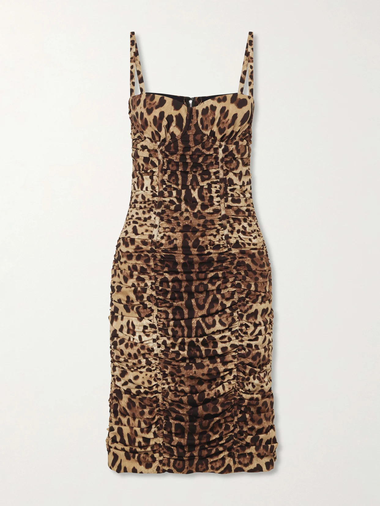 Leopard-print Ruched Silk-blend Mini Dress - 1
