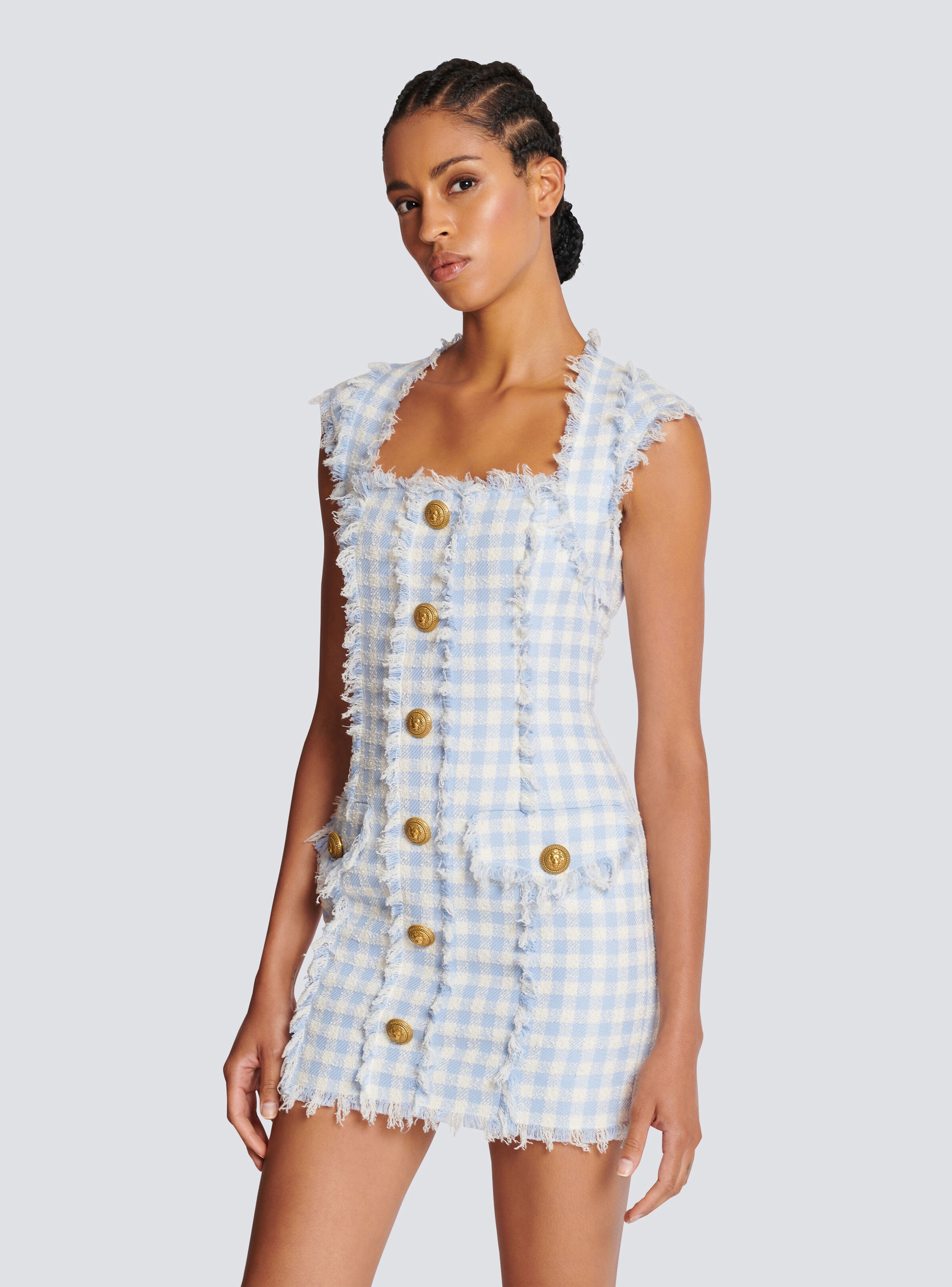 Gingham tweed dress - 7